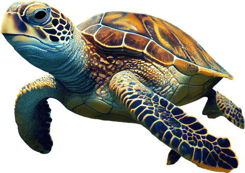Sea turtle swimming along the conservation route